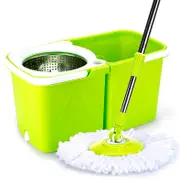 Magic Mop 360° Spinning Stainless Steel Dual Bucket 2 Microfibre Mop Heads