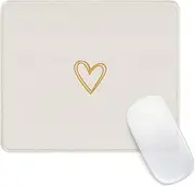 Ksriylm Square Aesthetic Cute Heart Mouse Pad Office Home Personalized Mouse Mat Waterproof Mouse Pad Non-Slip Rubber Base Computer Mouse Pads for Wireless Mouse,Beige