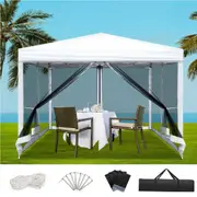3x3m Gazebo InstaHut Pop Up Marquee Wedding Party Outdoor Camping Tent Canopy Shade Mesh Wall White