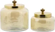 Cosmoliving by Cosmopolitan Glass Decorative Jars with Metal Lids, Set of 2 4",