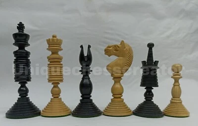4.7" Pre-Staunton Chess Pieces Only set- Maple and Ebony coated chess set