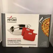 ALL-CLAD Stainless Steel 15" Oval Baker/Roaster with Pot Holders