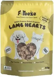Freeze Dried Organic Lamb Hearts Dog Treats, 50g, High in Protein and Taurine