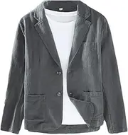 [Fulbant] Men Retro Cotton Linen Blazer Beach Wedding Party Coat Formal Business Slim Suit Jacket