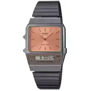 Casio Silver/Orange Digital-Analog Dual Time Retro Style Unisex Watch AQ-800ECGG