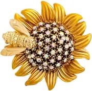 [Generic] Rhinestone Sunflower Brooch.Bee Daisy Brooch Pin,Charm Sun Flower Coat Collar Brooch for Women Girl