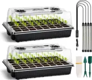 2-Pack Seed Starter Trays with Full-Spectrum Grow Lights & Humidity Control
