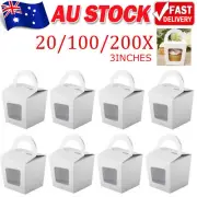 UP 200PCS Cupcake Boxes Holes Clear Window Face Cupcake Display Boxes Muffin Cup