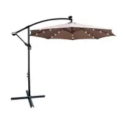 Runesay Beach Umbrella 10' Solar Powered LED Lighted 8 Ribs Crank Cross Base