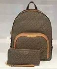 MICHAEL KORS JAYCEE LARGE BACKPACK + WALLET SET MK BROWN