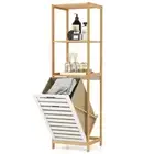3-Tier Tilt-Out Laundry Hamper with Storage Shelves for Laundry Room-Natural and