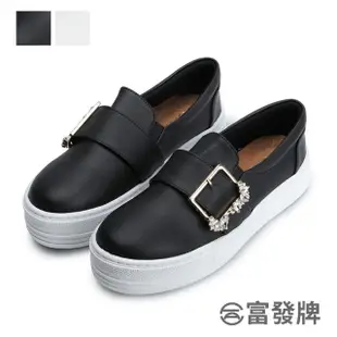 【FUFA Shoes 富發牌】幻夢星湖鑽石懶人鞋-黑/白 1BE88(女鞋/女懶人鞋/小白鞋/厚底鞋)