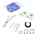 10-Pcs Septum Piercing Kit - Horseshoe Circular, Septum, Needle, Forceps, Gloves