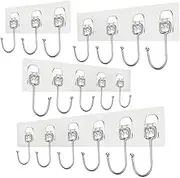 Cabilock 4pcs Strong Paste Hook Metal Hanger Row Hook Clear Hangers Towel Hangers Home Decor Metal Hangers Heavy Duty Coat Hangers Hook Coat Rack for Bedroom Decorate Storage PVC