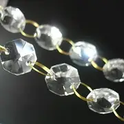 Chandelier Crystal Prism Pendant 1M 14mm Crystal Octagonal beadchain with Gold Ring Glass Chain Garland Crystal Light Replacement Parts (Size : 10m)