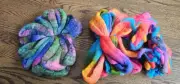 Merino Wool Combed Roving Spinning Hand Dyed Felt Green Blue Pink Purple ~ 8 oz!