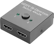 QIANRENON HDMI 1 in 2 Out Splitter Adapter 4K@60hz HDMI 1.4 2 in 1 HDTV Bi-Direction Selector Switcher 2 in 1 Out HDMI Manual Switch, Metal Shell LED Light, for Computer Monitor Projector