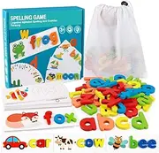 MASTOUR See and Spell Learning Toys,Matching Letter Game Words for Kids ,Educational Learning Toys for Preschool Kindergarten 3-7 Year Old Girls Boys (28 Cards+52 Letters)