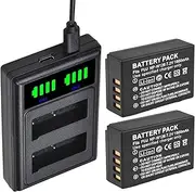 2 Packs NP-W126 Batteries Dual Charger with Type C Port for Fujifilm Fuji X-Pro1 XPro2 X-T1 X-T20 XS10 XT100 X-A5 Camera