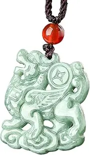 [QSAENHA] Pixiu Necklace Level A Fei Cui Jade Winged Pi Yao Necklace Chakra Guardian Dragon Auspcious Cloud Talisman for 2024 Jadeit Crystal Necklace Luxurious Jewelry Prosperity Against Evil/1941