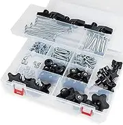 POWERTEC 71128 128-Piece T-Track Knob Kit With 5/16"-18 Threaded Bolts and Washers, Accessories for Woodworking Jigs and Fixtures