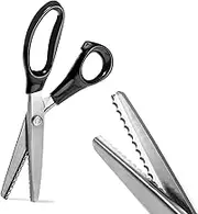 Pinking Shears, Professional Handle Comfort Grip Stainless Steel Dressmaking Scissors, Sewing Arts Craft Cut Tool, Serrated and Scalloped Cutting Scissors, for Fabric Decoration Tailor (Scalloped 5mm)