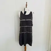 One Teaspoon Busy Signals Black Glittered Tank Midi Dress Chain Detail s L NWT