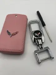 Faux Leather Car Remote Key Fob Case Cover And Keychain