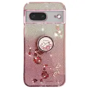 For Google Pixel 8 Cover Ring Kickstand Glitter Rhinestone Tpu Phone Case