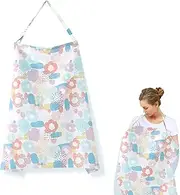JYJLLM Cute flower Print Nursing Cover for Mum - 360° Full Coverage Muslin Breastfeeding Scarf, Multi-Use Baby Stroller Canopy & Privacy Shield, Ultra-Soft Breathable Fabric with Adjustable Neck Strap