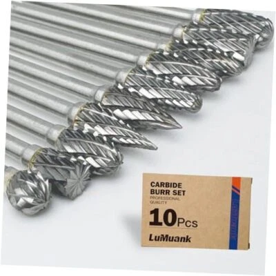 10Pcs Carbide Burr Bits Set Compatible with Dremel 1/8", Rotary Tool Bits with