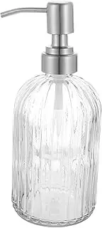 MAGICLULU Clear Glass Soap Dispenser with Stainless Steel Pump Lightweight Hand Soap Bottle for Easy Use for Storing Lotion Shower Gel Shampoo Practical Design for Home