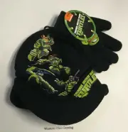 Boy's Teenage Mutant Ninja Turtles Billed Beanie Cap Hat Glove Combo Winter Set