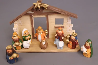 Transpac 12 Piece Kids Nativity with Cr che Set (A missing piece)