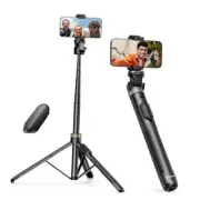 72"" Phone Tripod, Extendable Tripod for iPhone & Selfie Stick with Black