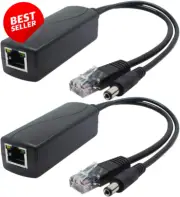 2-Pack Gigabit PoE Splitter 48V to 12V 2A for Security Camera, AP, VoIP AV-PS12-