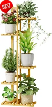 5-Tier Bamboo Corner Plant Stand Indoor/Outdoor Flower Shelf