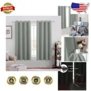 Machine Washable Greyish Green Blackout Grommet Curtains - 52"W x 63"L Set of 2