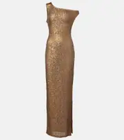 [Norma Kamali] Norma Kamali Sequined one-shoulder gown AU 16 gold