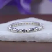 Pearl & CZ Diamond Wedding Ring, Sterling Silver Band, Birthstone Christmas gift