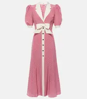 [Alessandra Rich] Alessandra Rich Bow-detail polka-dot silk maxi dress AU 4 pink