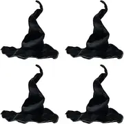 [Derwrtup] 4 Pieces Halloween Witch Hat Women - Wide Brim Witch Hat - Pleated Wizard Hat - Wizard Hat Fancy Dress Accessories | For Wizard/Witch Dress Up Parties And Other Fancy Dress Events