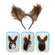 Lovely Foxes Ears Hairband with Tail Set Wolf Ears Hair Bands Foxes Cosplay Set