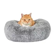 All Day Snuggle Ball Faux Fur Cat Bed Grey