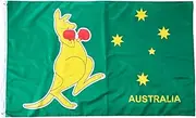 Australian Boxing Kangaroo Flag Australia Large, 3 x 5 ft (90 x 150 cm) 1 pc, Flags Aussie OZ AU National Day Banner Symbol Polyester Double Sides Color Feet UV Resistant Grommets Garden Fly Breeze