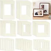 35 PCS Photo Mounts, 8 Sizes of Photo Mounts Cardboard, Paper Photo Frame Mat, Picture Cardboard Mounts Inside Aperture, Rectangular Photo Frame Insert for Photo Artwork Painting Display (Off White)