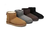 EVERAU® UGG Boots Sheepskin Wool Ankle Mini Classic - Black / AU Ladies 13 / AU Men 11 / EU 44