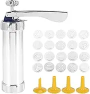 Qeunrtiy Cookie Stainless Steel Spritz Cookie,Icing Kit with 20 Cookie Mold Discs and 4 Piping Nozzle for DIY Biscuit