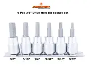 Jonnesway S50H3206S Hex Socket Set 3/8" Drive 6 Pcs Bit Allen Key SAE 5/32-3/8"