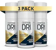 Certain Dri Prescription Strength Clinical Antiperspirant Roll-On Deodorant, Hyperhidrosis Treatment for Men & Women, Unscented, 1.2 Fl oz, 3 Pack